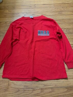 Gildan Red Long Sleeve Kids Shirt with HIAA Logo